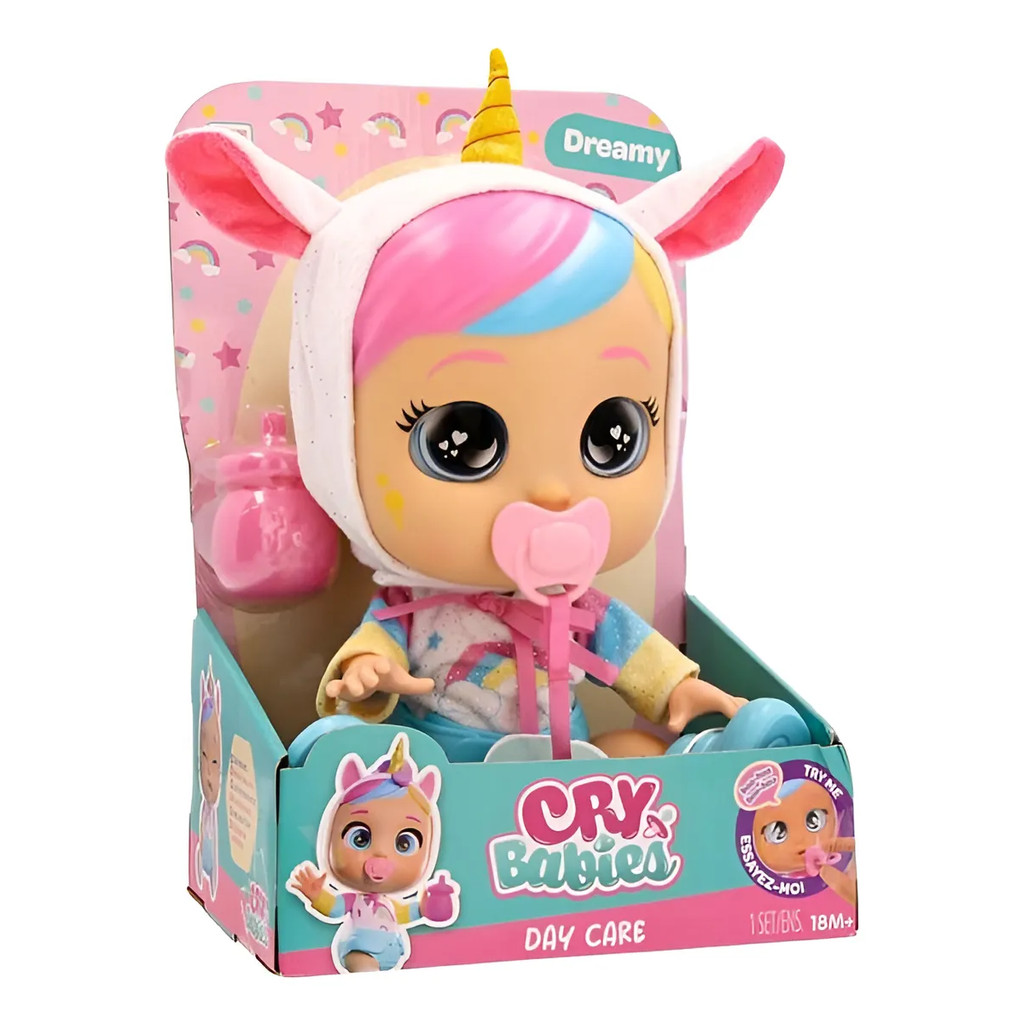 Boneca Cry Babies Dreamy Unicórnio Chora Lágrimas de Verdade