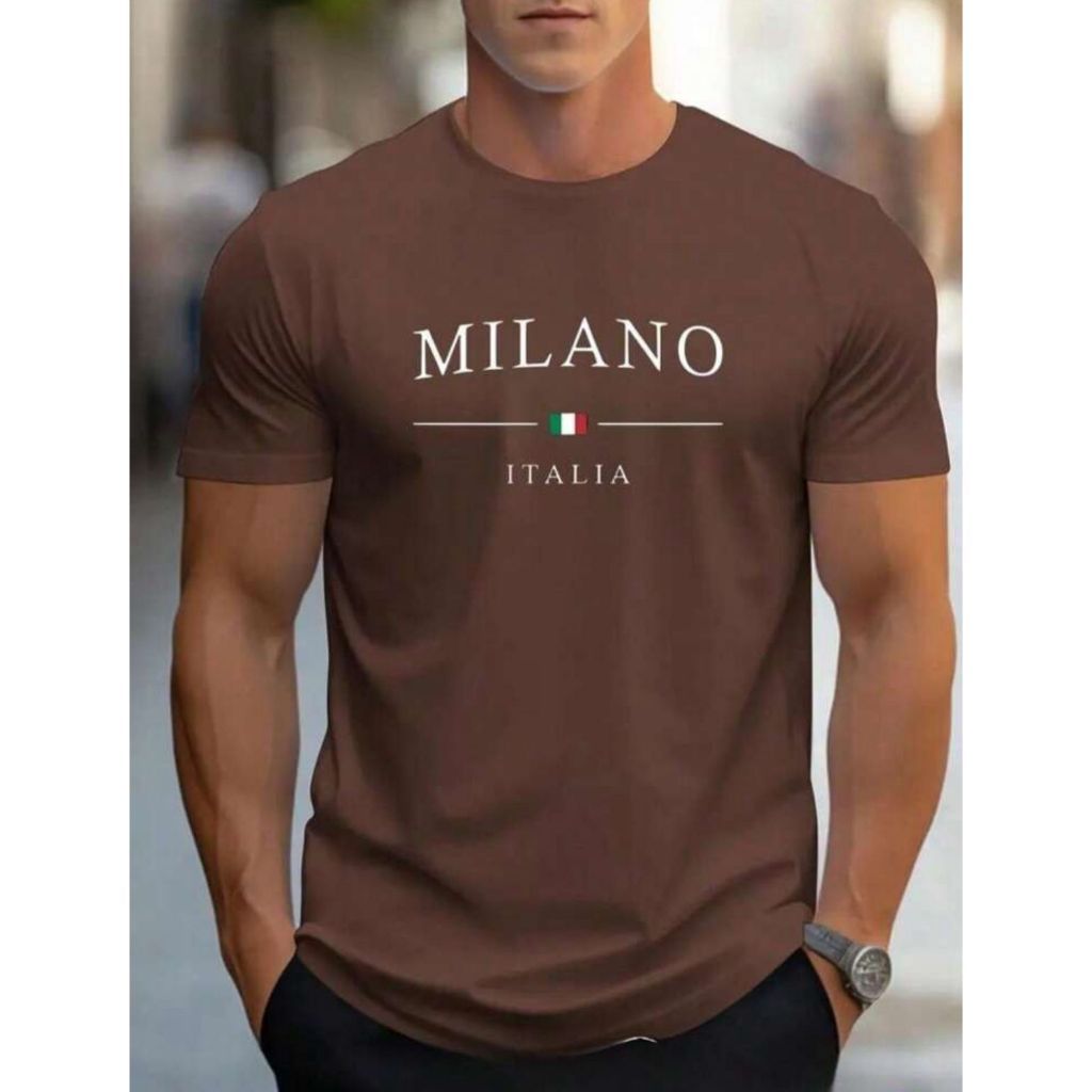 Camiseta Masculina Milano Itália Blusa 100% Algodão Promoção T-Shirt Estampada Lançamento Basica