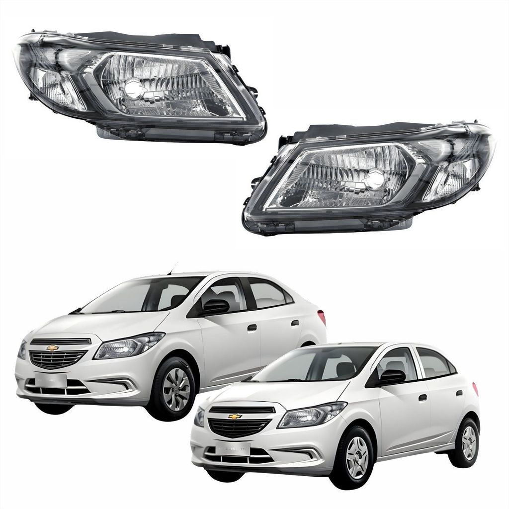 Par de Farol Gm Prisma Onix 2013 até 2016 Prisma Joy Onix Joy 2017 até 2019 Original Arteb Fumê