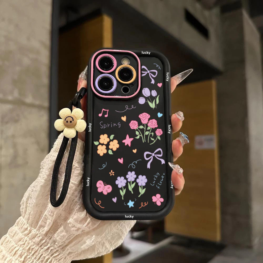 Capinha Capa de Silicone Flores coloridas Anti queda para Samsung A04 A05 A10 A12 A14 A15 A32 A35 A55 A72 em Oferta na Shopee