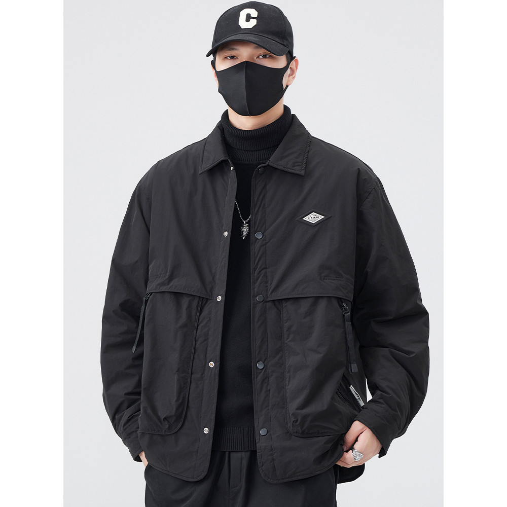 Camisa gola para baixo jaqueta masculina outono inverno 2025 novo estilo leve pato branco para baixo à prova de frio jaq