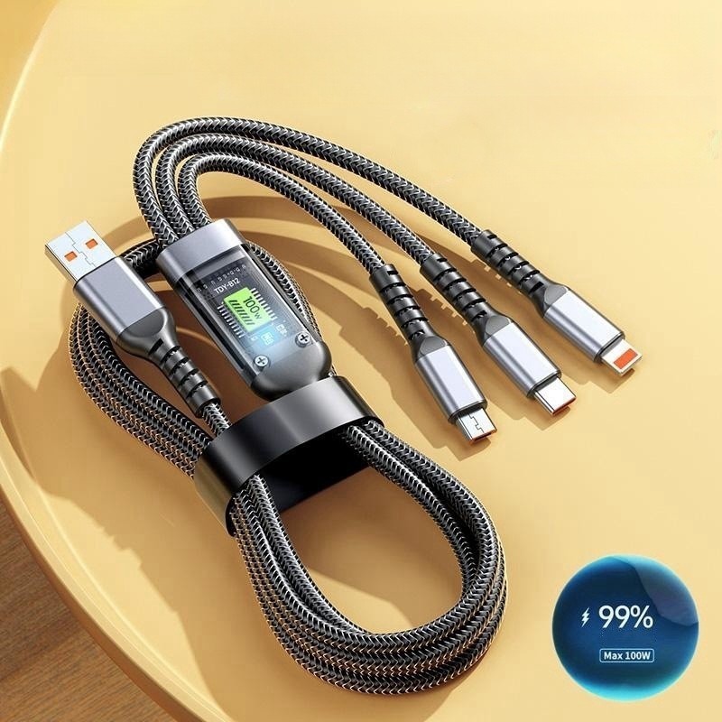 Cabo De Carga 3 Em 1 Usb 100w Para Rápida E Dados Mini Tipo C Micro em Oferta na Shopee