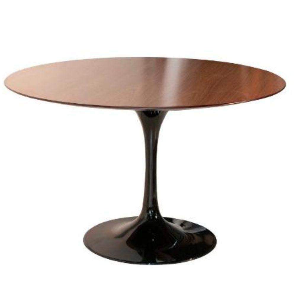 Mesa De Jantar Tulipa Saarinen Redonda 110 Cm Tampo Imbuia Base Preta em Oferta na Shopee