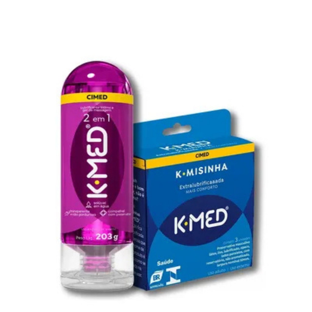 Kit Lubificante Kmed + Preservativo 3 unidades