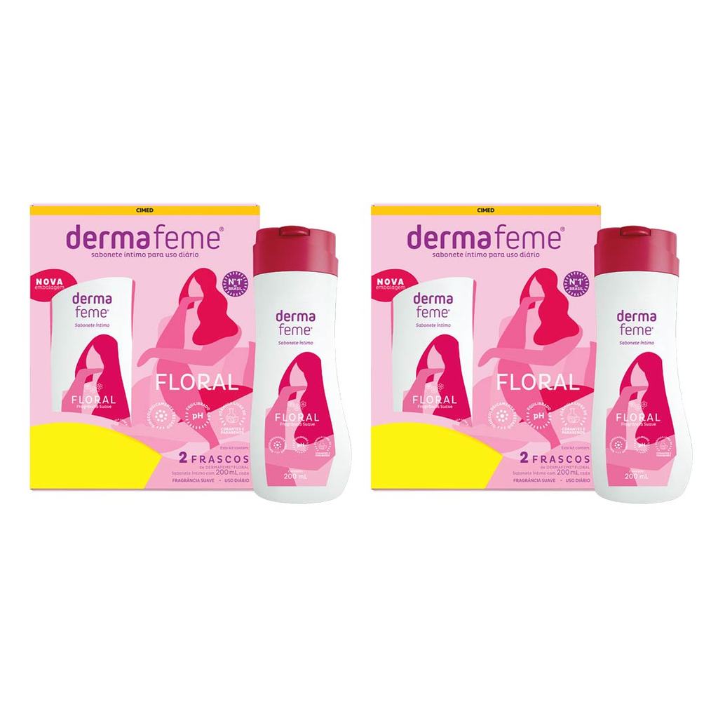 Dermafeme Floral Sabonete Intimo 200ml Cada Kit 2 - Cimed