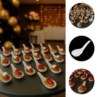 25 COLHER BRANCA INDIANA PARA CANAPÉ BUFFET PLASTILANIA em Oferta na Shopee