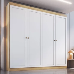 Guarda-Roupa 4 Portas Savana/Branco Fosco - Genialflex