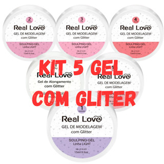 Kit Com 5 Gel Sculpting Com Glitter Cores Aleatorias - Real Love em Oferta na Shopee