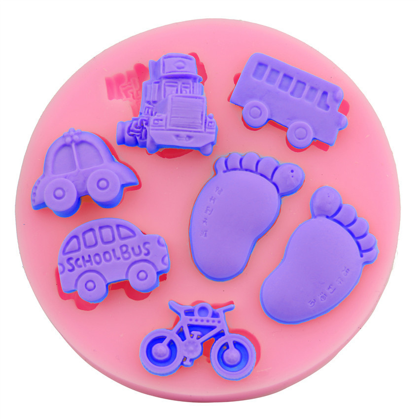 MOLDE SILICONE BEBE PES PEZINHO TREM MOTO CARRINHO ONIBUS CAMINHAO CARRINHO TRENZINHO