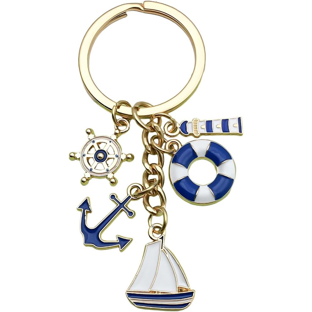 Kawaii Bonito Praia Chaveiro Verão Bolsa Encantos Para Bolsas Mulheres Âncora Náutico Chaves Do Carro Acessórios Oceano 
