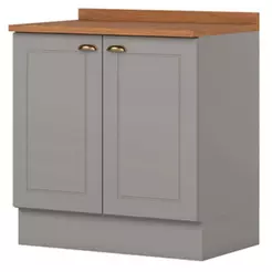 Balcao Com Tampo 2 Portas 80cm Americana Cinza Nature Henn Cinza Nature