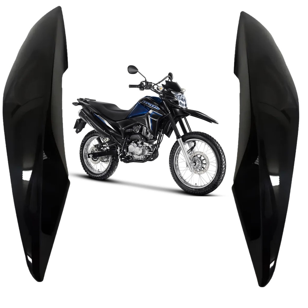 PAR ABA TANQUE ALETA ASA TAMPA LATERAL NXR BROS 160 PRETO BRILHO 2015 - 2021 PARAMOTOS HONDA