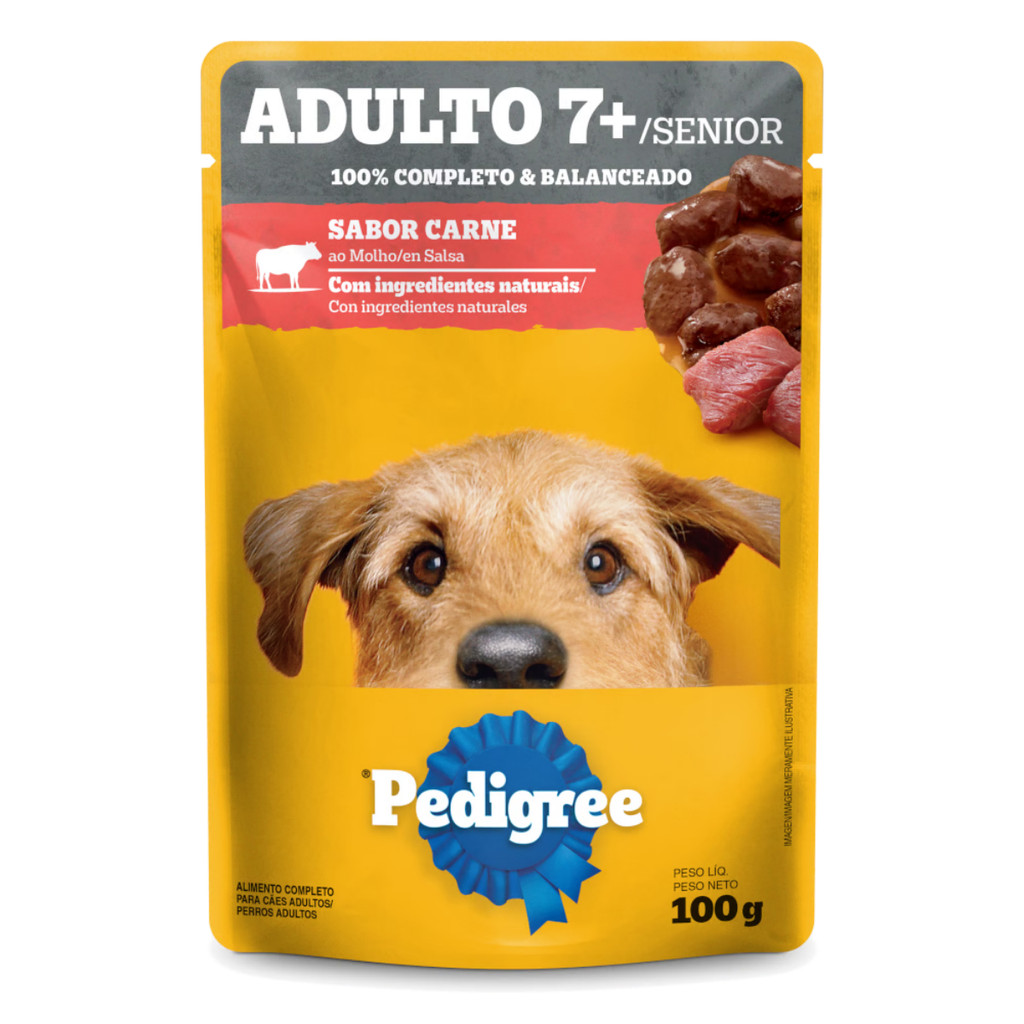 Ração Úmida Sache Pedigree Para Cães Sênior +7 Anos De Porte Pequeno Carne Ao Molho 100g