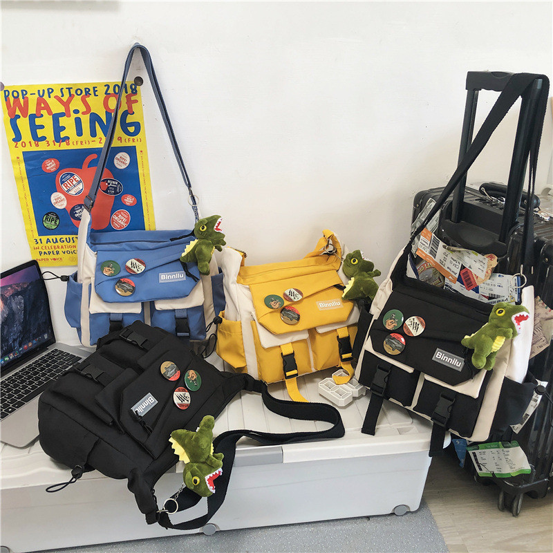 Bolsa De Lona Para Estudantes Universitários De Grande Capacidade Bolsa De Ombro Unissex Casual Satchel Gym Bag em Oferta na Shopee