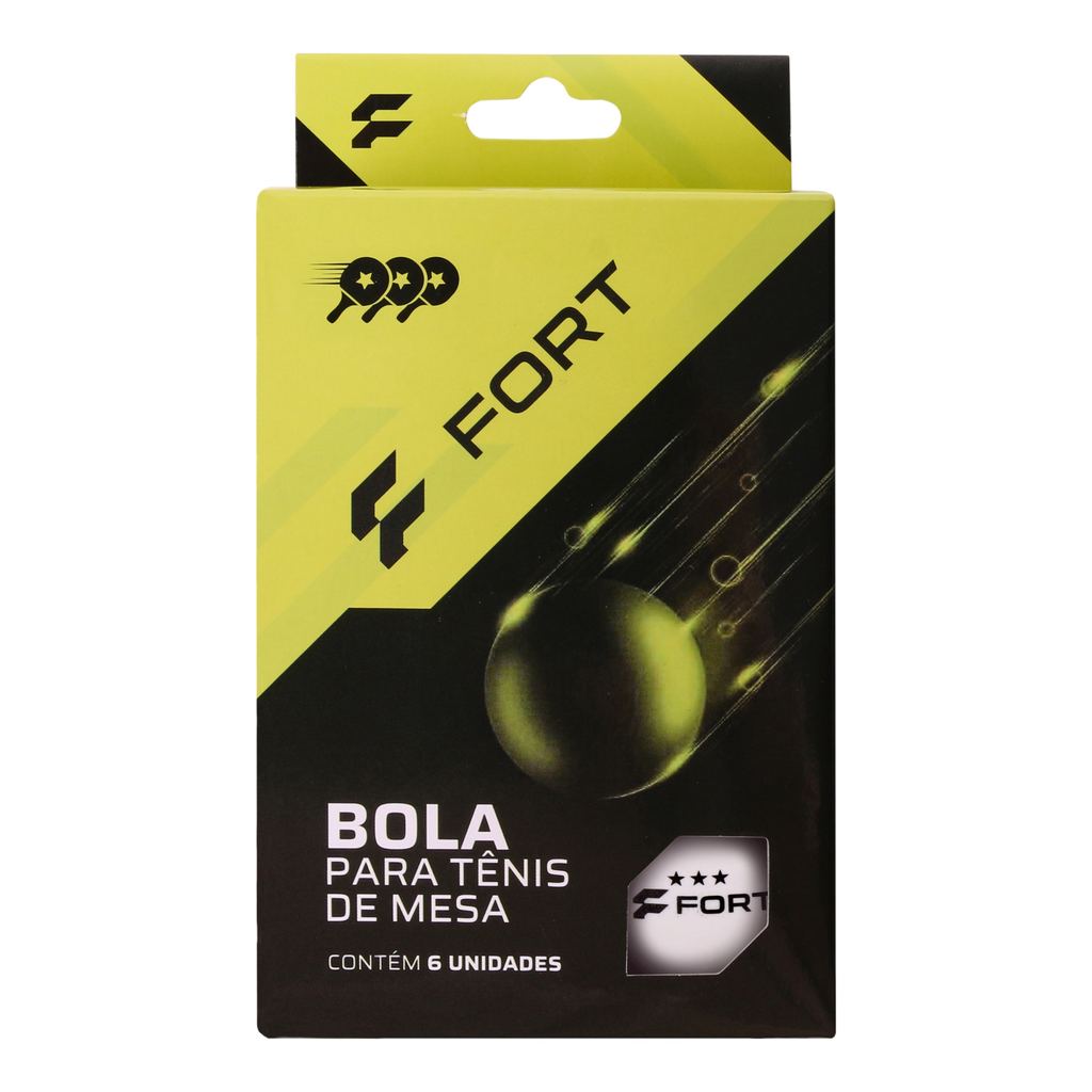 Bola Tênis de Mesa Fort com 6 bolas (3 estrelas branca)