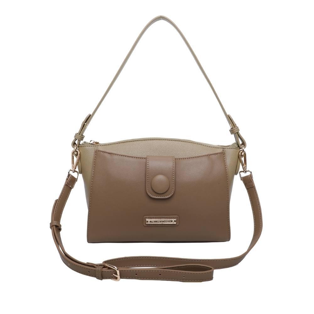Cross Bag Média Fellipe Krein Aw23 Botão FK553 Marrom - Khaki em Oferta na Shopee