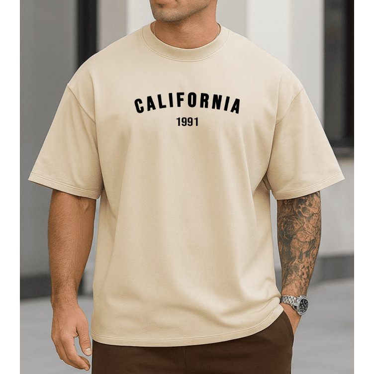 Camiseta  Oversized Masculina Estampada | Califórnia 1991 Algodão Camisa Streetwear