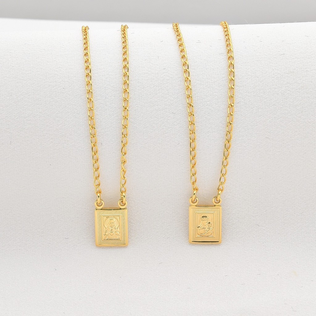 Escapulário Grumet Colar Nossa Senhora do Carmo e Jesus Banhados a Ouro 18k Corrente Feminina