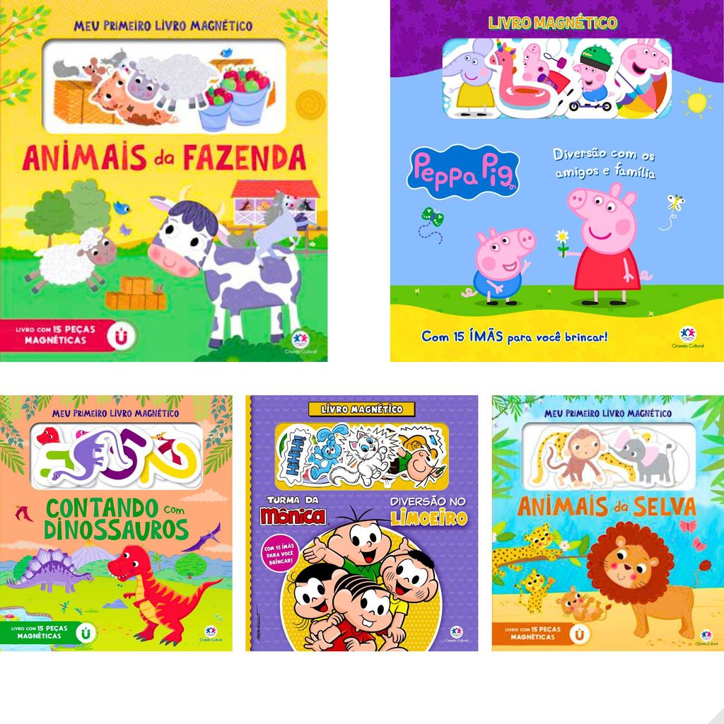 Livro Infantil Meu Primeiro Livro Magnético Animais Peppa Dinos Turma da Mônica em Oferta na Shopee