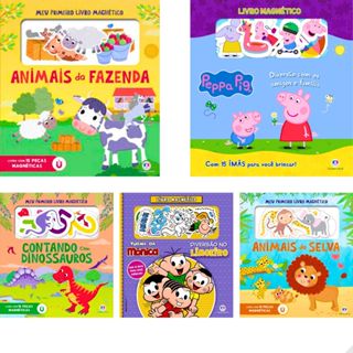 Livro Infantil Meu Primeiro Livro Magnético Animais Peppa Dinos Turma da Mônica em Oferta na Shopee