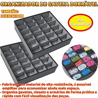 Organizador De Gaveta Dobrável Intimas Meias Cueca Calcinha 30X30X10CM Com 24 Possível Em…