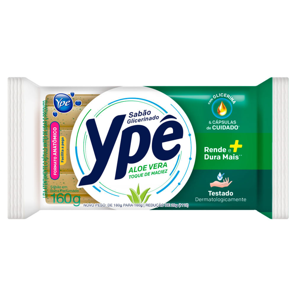 Sabão em Barra Glicerinado Ypê Aloe Vera 160g em Oferta na Shopee