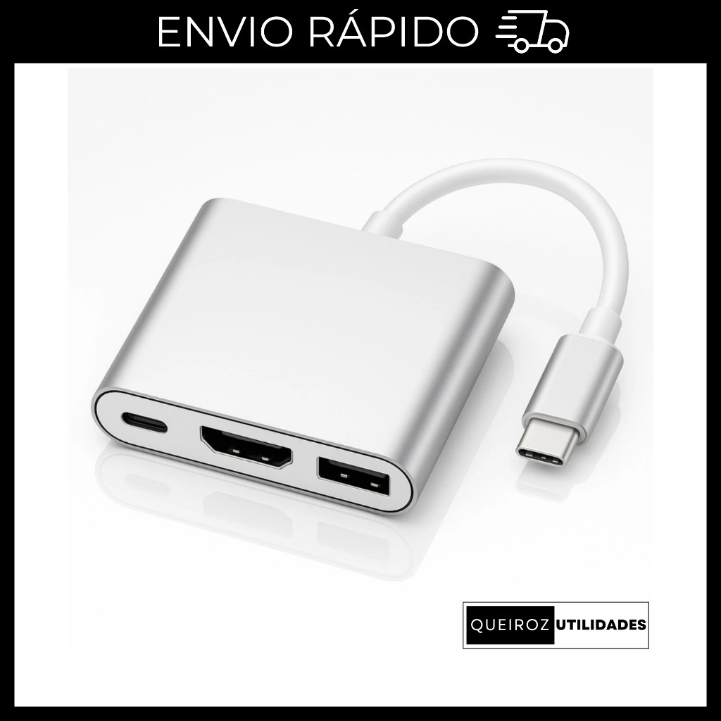 Adaptador Conversor Usb 3.0 Tipo C Para HDMI 4K 3 Em 1 em Oferta na Shopee