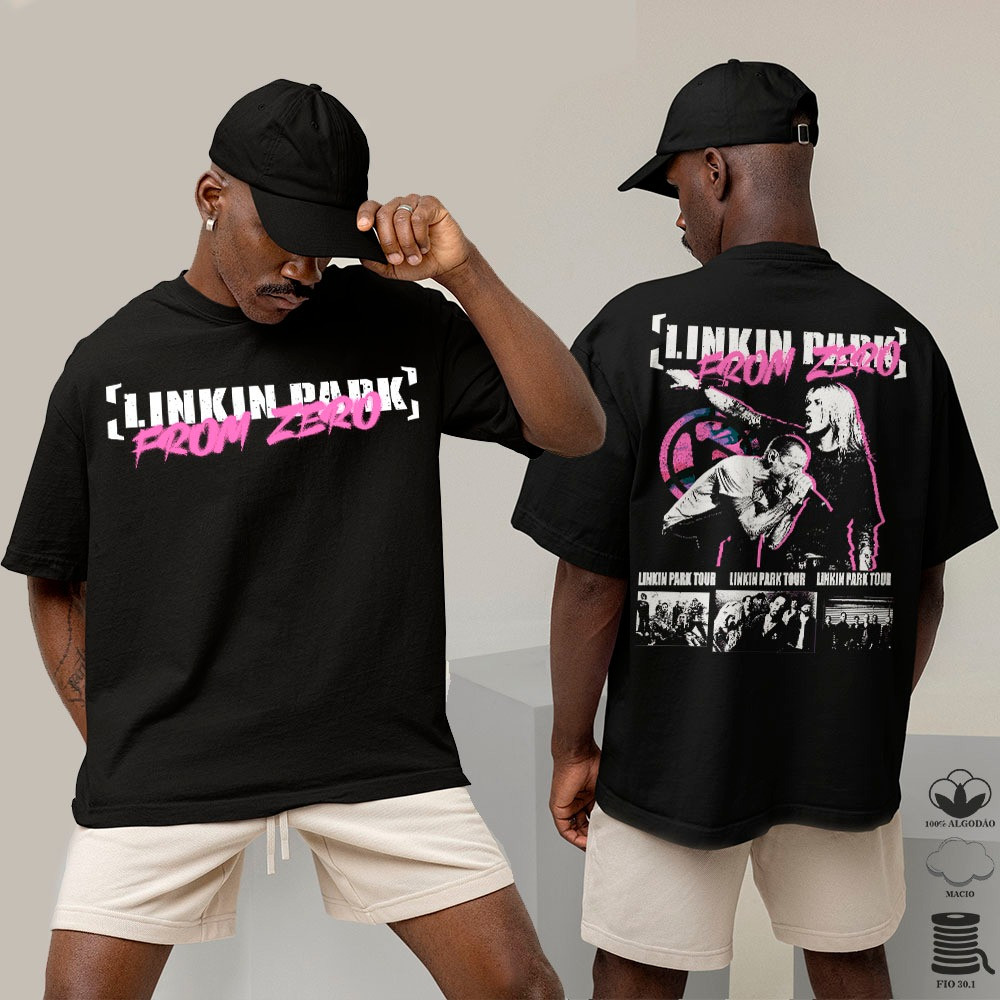 [Camiseta Premium em Algodão Puro]GXG Camiseta Basica e OVERSIZED Banda de rock Linkin Park From Zero em algodao Unissex
