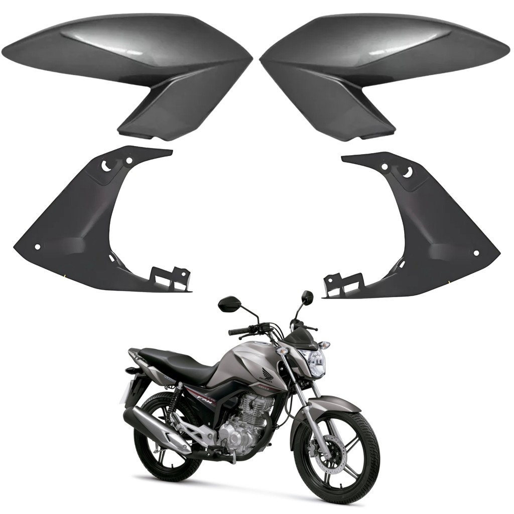 KIT ABA ASA TANQUE ALETA + ABA INTERNO HONDA CG FAN 160 2016-2021 CINZA TORNADO PARAMOTOS HONDA