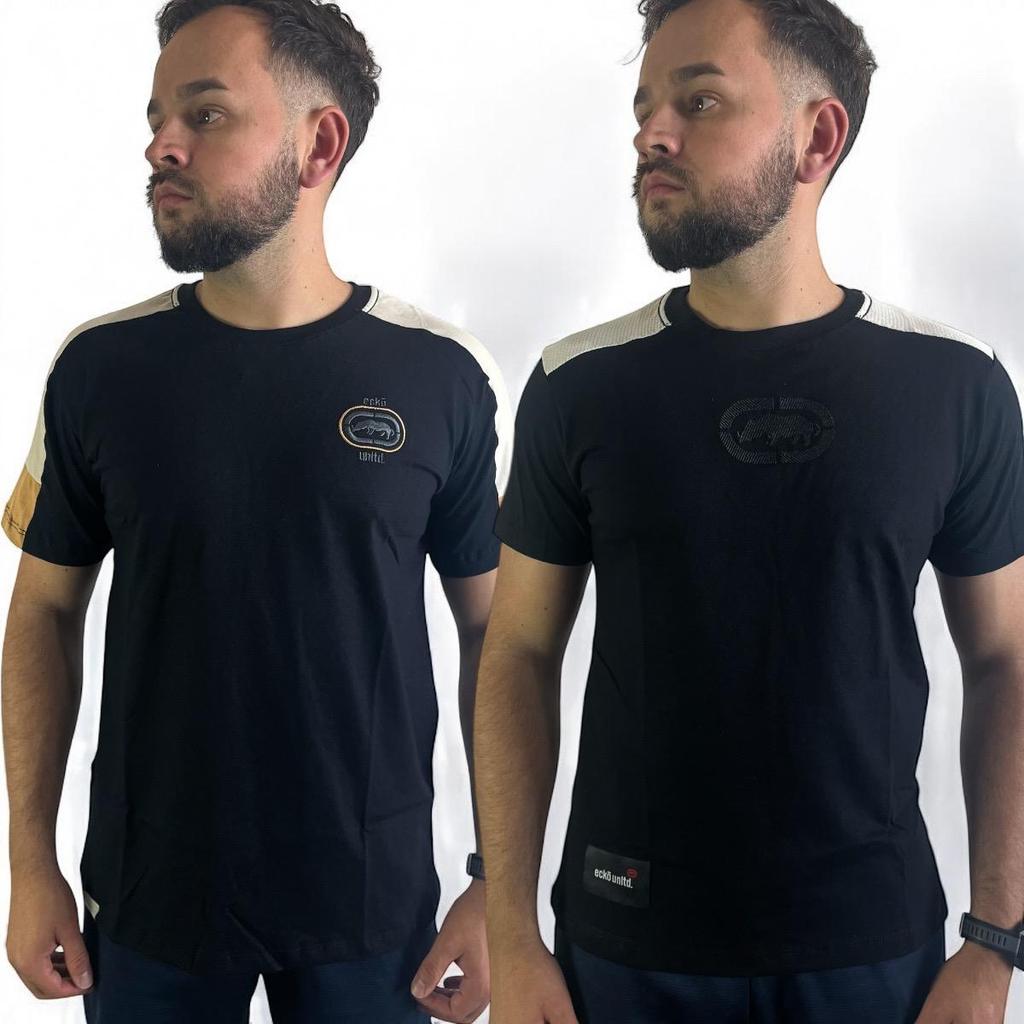 Camiseta Ecko Unltd Masculina Original Algodão Gola Careca Estilo Color Block