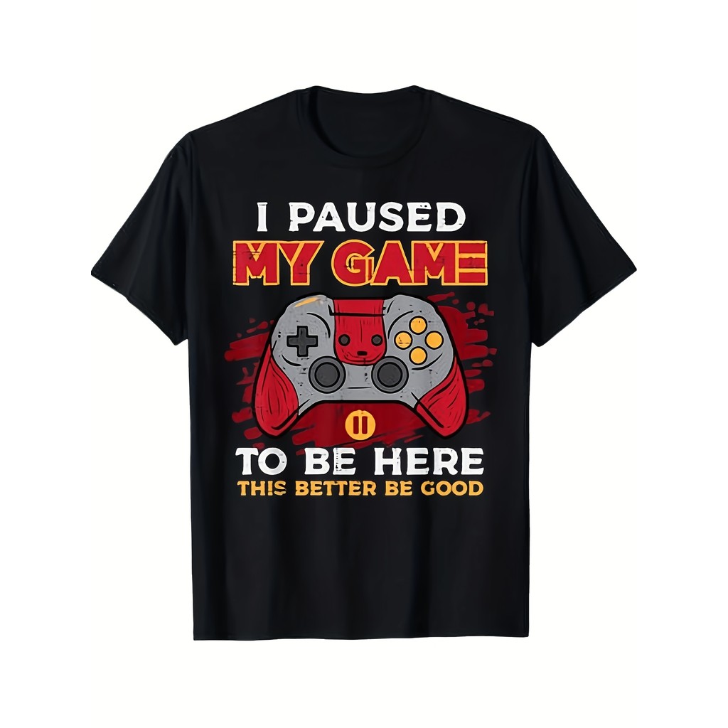 Camiseta Unissex "I Paused My Game to Be Here" Controle Video Game Preta Confortavel Divertida Estilosa Casual
