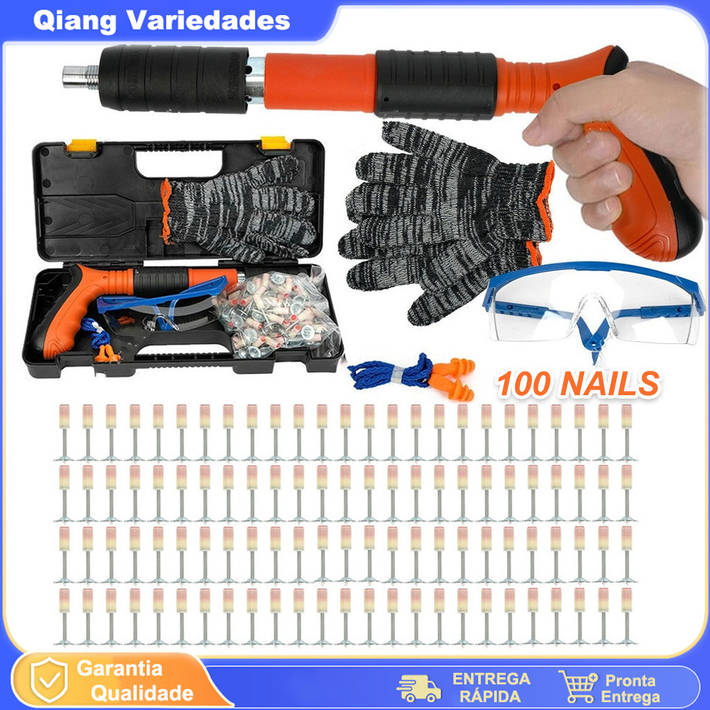 Pistola De Fixação Finca Pino Com 100 Pregos OU Finca Pino Kit Completo Profissional