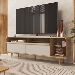 Rack Organic 100% MDF para TV de até 80 Polegadas Pés em Madeira Maciça em Oferta na Shopee