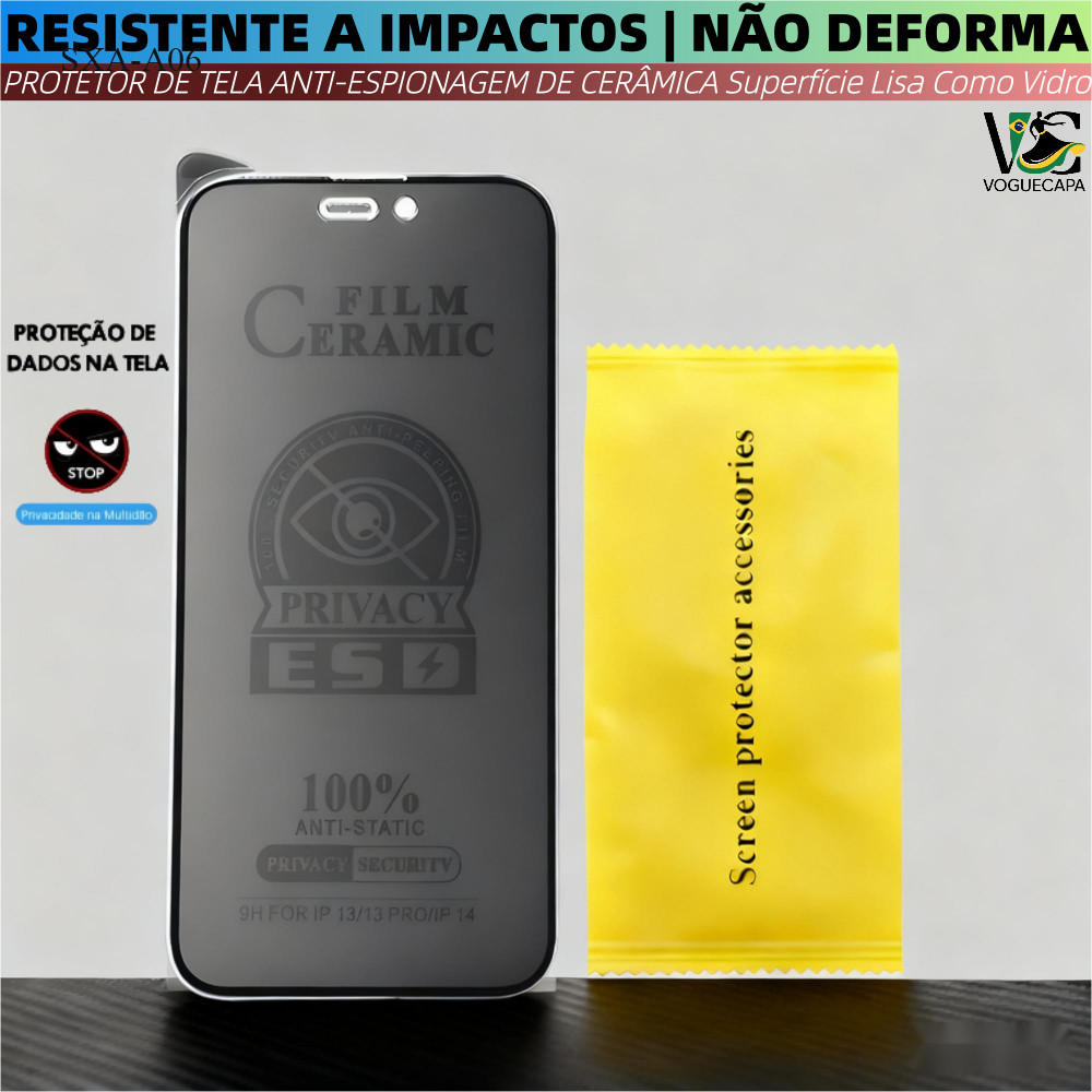 Película de Vidro 3D Privacidade Para Samsung Galaxy A06 A05 A03 A05S A04E A10 A31 A02 A71 A51 A04S A03S A02S A10S FKM