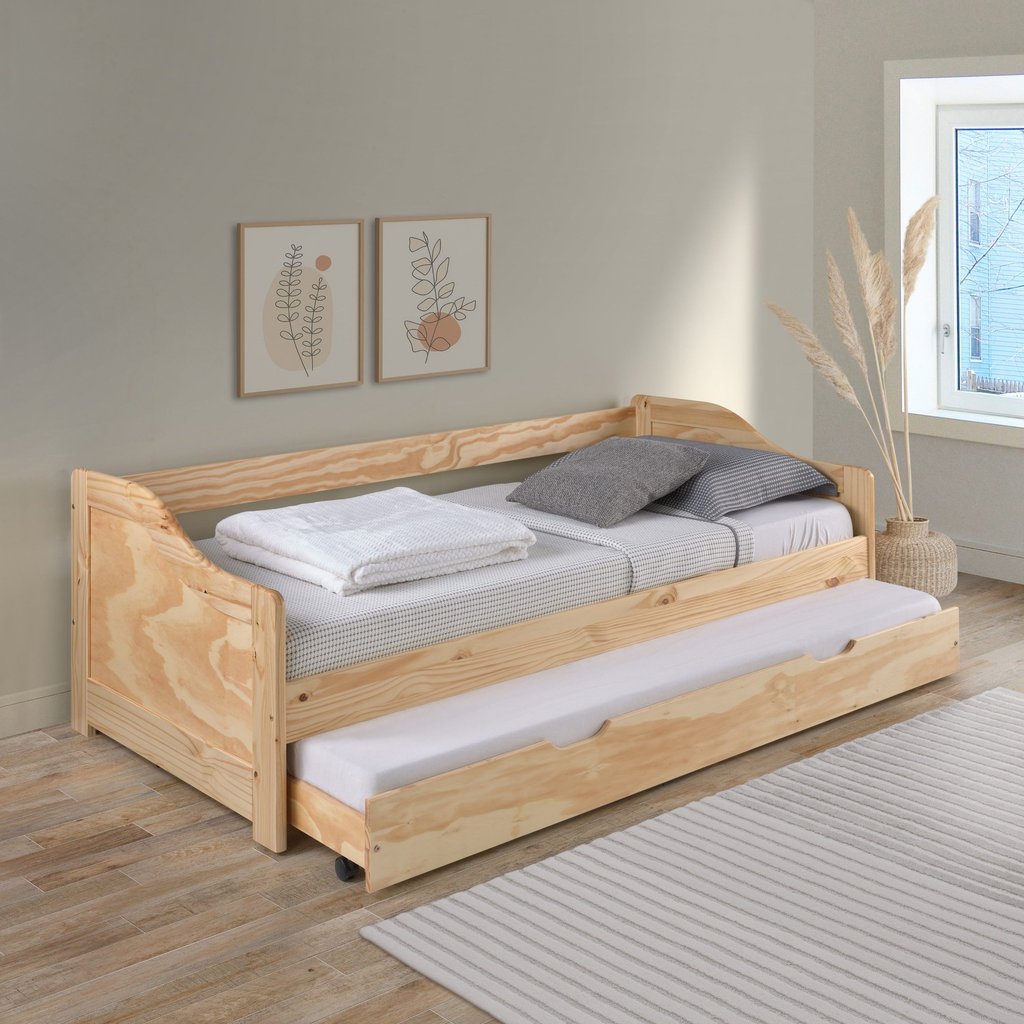 Bicama Solteiro em Madeira Maciça Natural em Oferta na Shopee