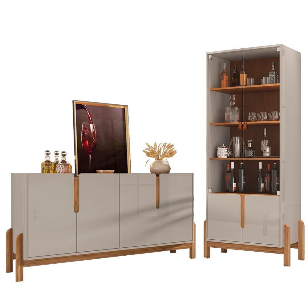 Cristaleira E Buffet Para Sala Cedro Dcasa Off White