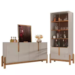 Cristaleira E Buffet Para Sala Cedro Dcasa Off White