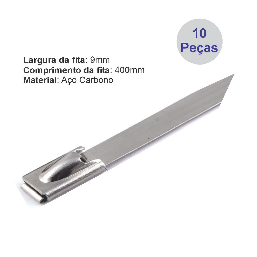 ABRAÇADEIRA ZIP TIE LACRE AÇO CARBONO 9X400MM