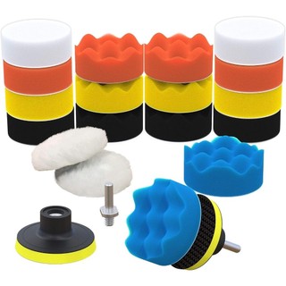 Kit Boina Automotiva Polimento 3 Pol 11 Peças Espuma e Lã Com Suporte Para Furadeira e Pa…