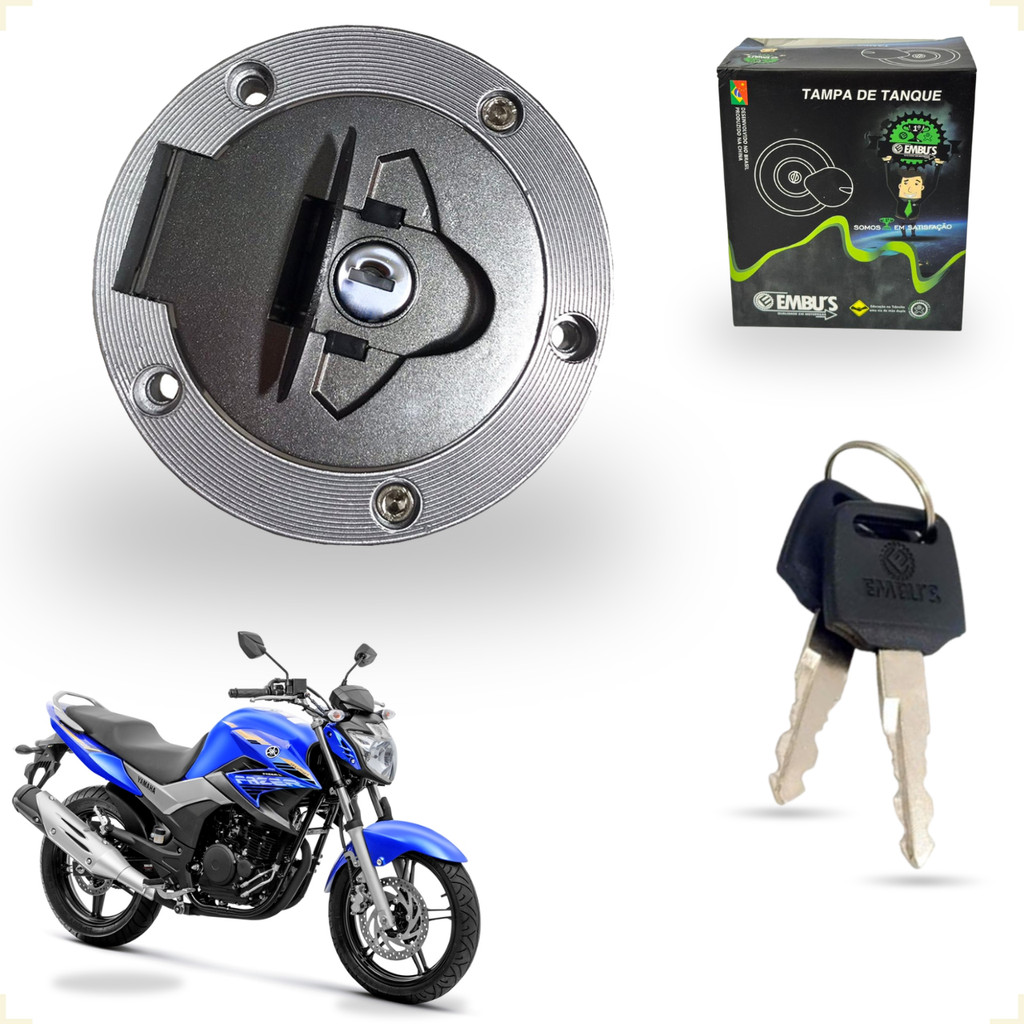 Tampa de Combustível Tanque e Par de Chave Embus Para Moto Prata Fazer 250 16/17 e Tenere 250 16/18