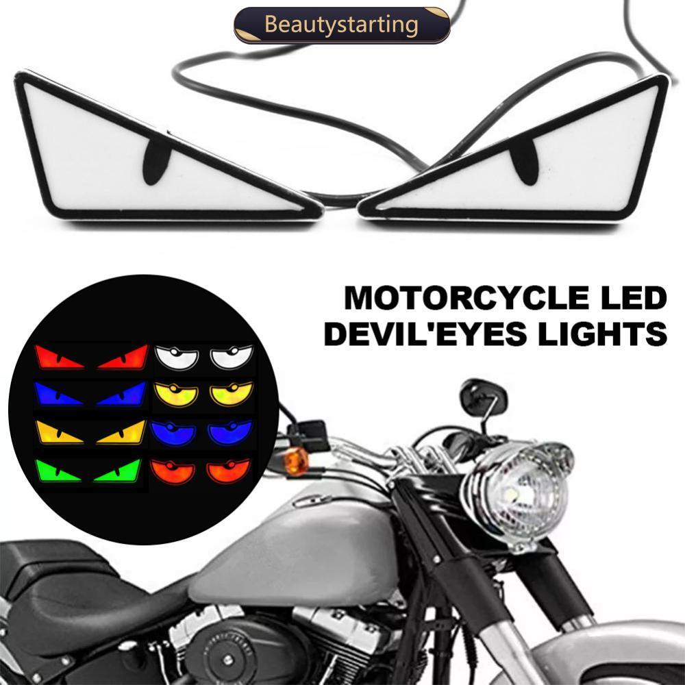 BEAUTYSTARTING 2 Pcs Motocicleta LED Devil'Eyes Luzes Demônio Olhos Farol Mini Lente Do Projetor Lâmpada De Sinalização