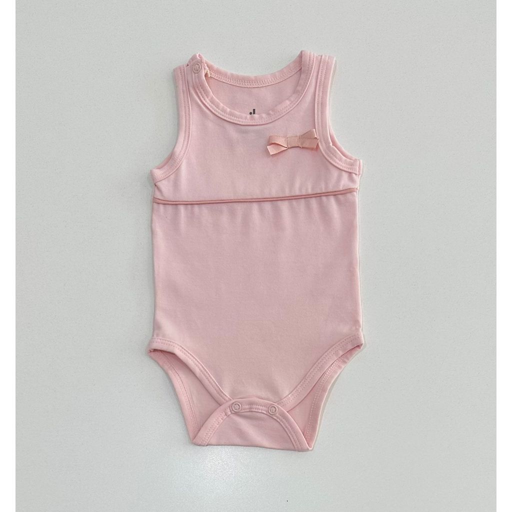Body Bebê Menina Milon Rosa Sem Manga Laço Confortável Verão Enxoval Passeio