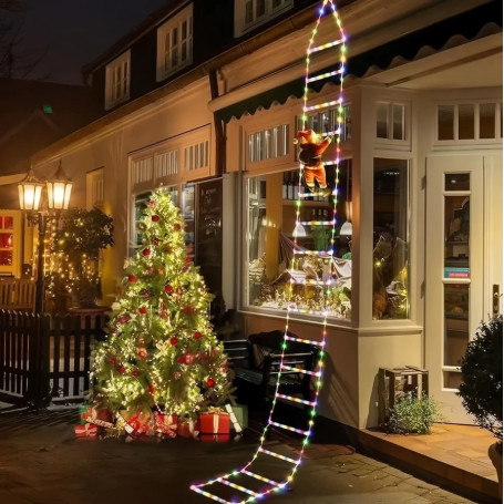 Decorações De Natal Luzes De Escada LED Com Papai Noel Trepador-Decorativas Ao Ar Livr