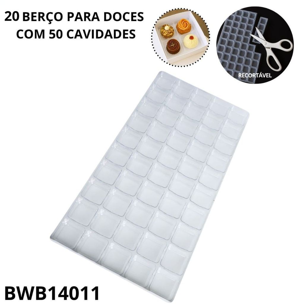 20 PLACA 50 BERÇO PARA DOCES E BRIGADEIROS C/ 50 CAVIDADES BWB 14011