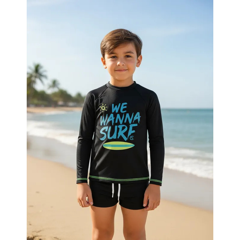 Conjunto Sunga Criança + Blusa Proteção Uv50 Térmica Dry