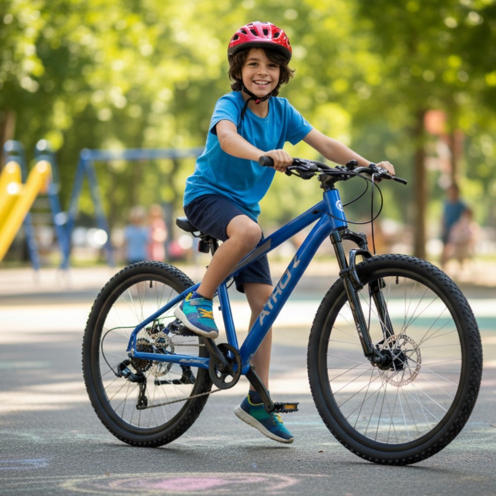 Bicicleta Infantil Aro 24 7v Shimano Athor Brave Freio Disco Aluminio Bike Mtb