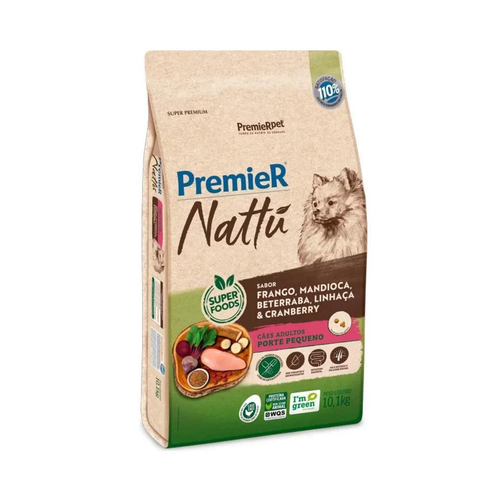 Ração Premier Cães Adultos Pequeno Porte Sabor Mandioca 1Kg Nattu