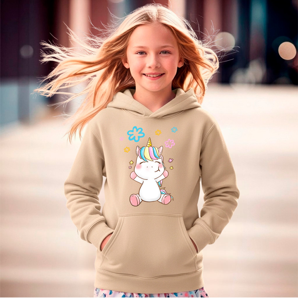Blusa Moletom Infantil Unicórnio Com Florzinha fofinho
