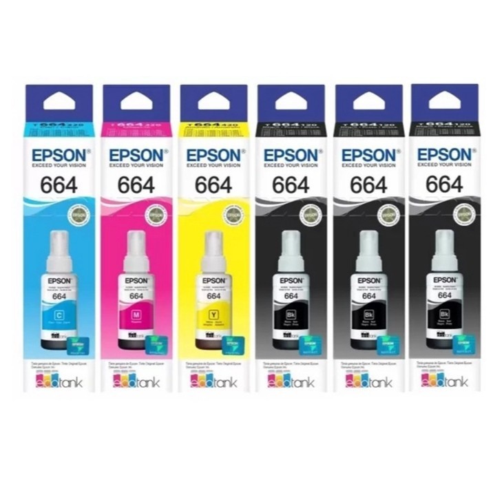 Kit 6 tintas T664 epson p/ L395 L380 L375 L220 L455 BMCY em Oferta na Shopee