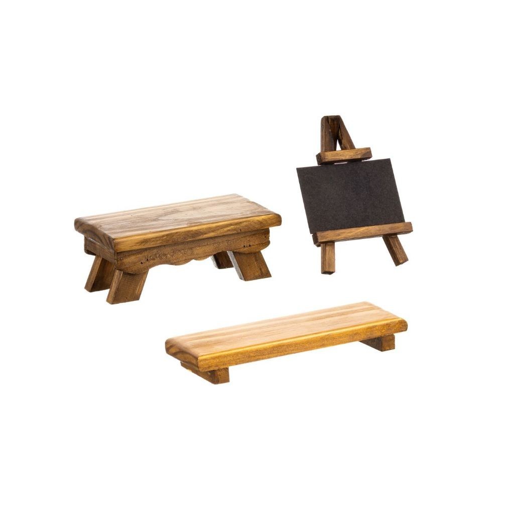 Kit Bandejas Suporte Doces Rústico com Lousa Mini Decoração Festa Mesa Casa